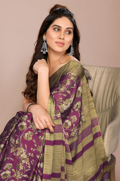 Vasthrlay Fashion Chiffon Printed Navy Ethnic Wear