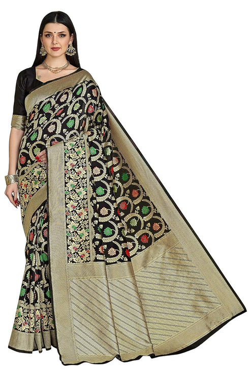 Vasthrlay Floral Gs Bridal Black Ethnic Wear