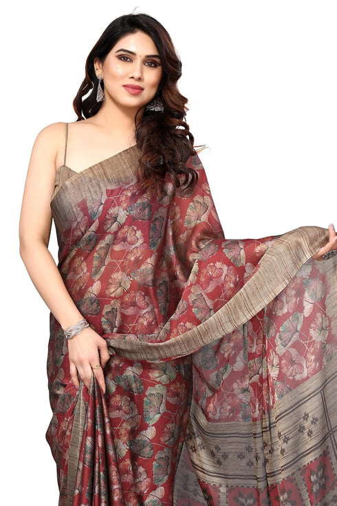 Vasthrlay Fashion Chiffon Georgette Beige Ethnic Wear