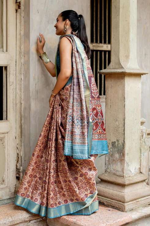Vasthrlay Fashion Handloom Printed Dusty Ethnic Wear