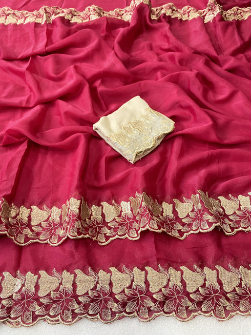 Vasthrlay Georgette Embroidery Saree
