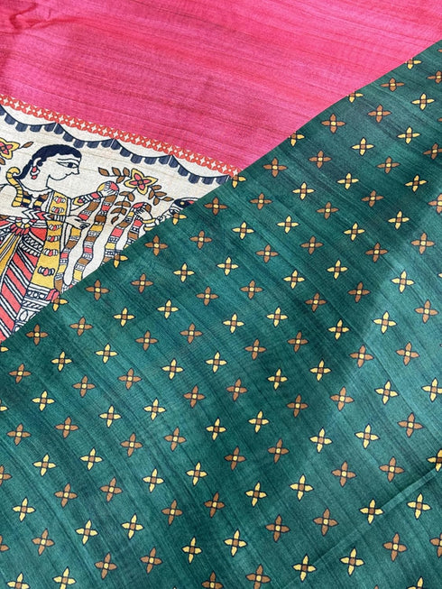 Vasthrlay Tussar Ghicha Traditional Kalamkari Madhubani
