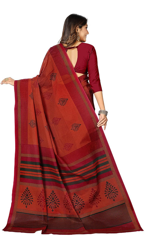 Vasthrlay Cotton Printed Green Saree
