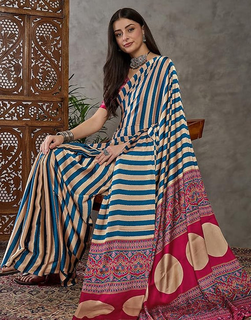 Vasthrlay Printed Tassels Unstitched Maroon Saree