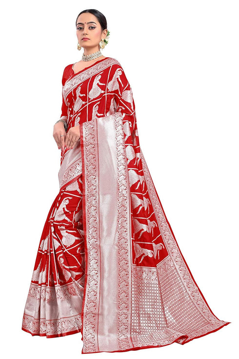 Vasthrlay Banarasi Bridal Red Ethnic Wear