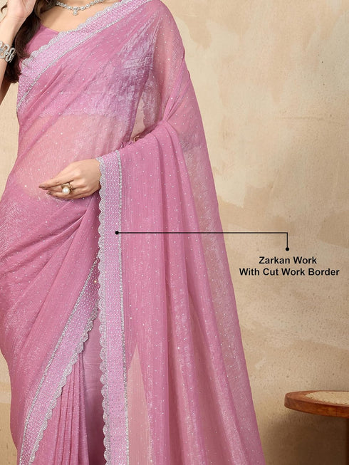 Vasthrlay Siroski Unstitch Purple Ethnic Wear