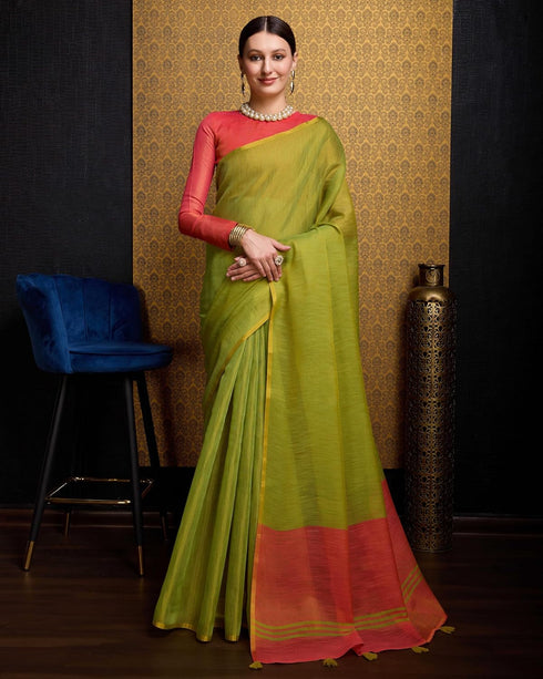 Vasthrlay Women's Cotton Length Unstitched Saree