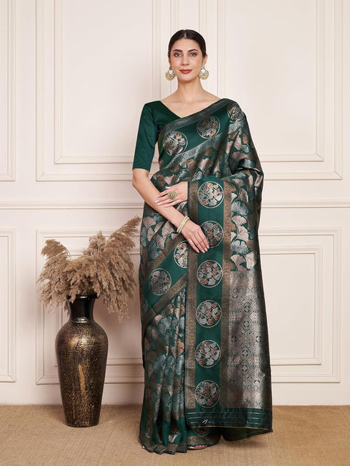 VasthrlayKanjeevaram Silk Unstitched Black Free Ethnic Wear