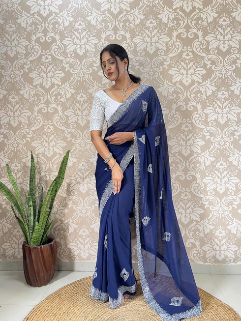 Vasthrlay Georgette Embellishments Embroidered Traditional