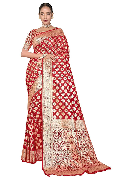 Vasthrlay Banarasi Bridal Maroon Ethnic Wear