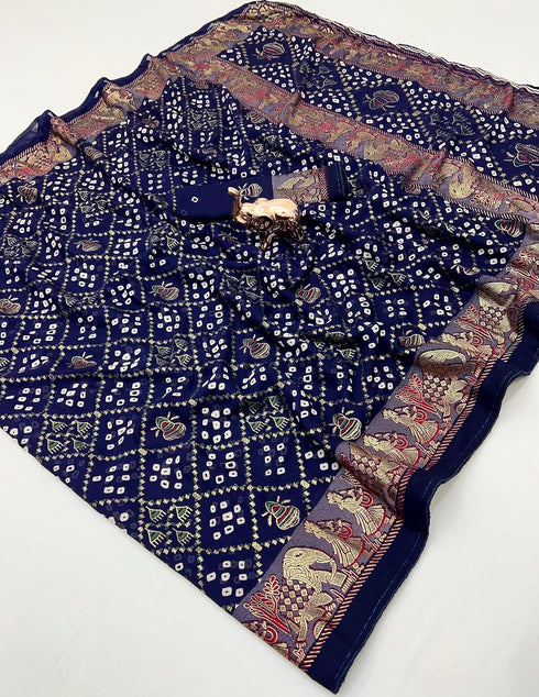 Vasthrlay Bandhani Georgette Kalamkari