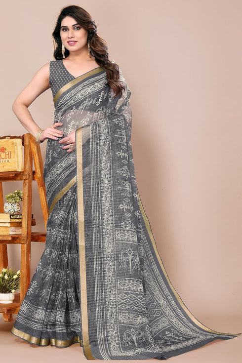Vasthrlay Fashion Polyester Printed Black Ethnic Wear