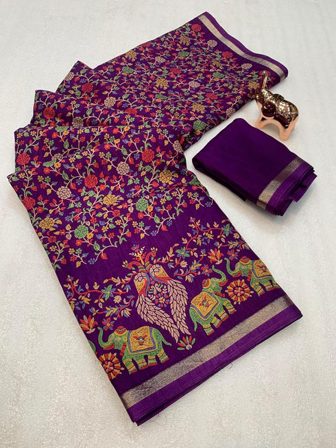 Vasthrlay Kalamkari Digital Piece Navy