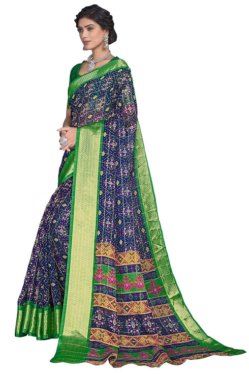 Vasthrlay Organza Bandhani Green Ethnic Wear