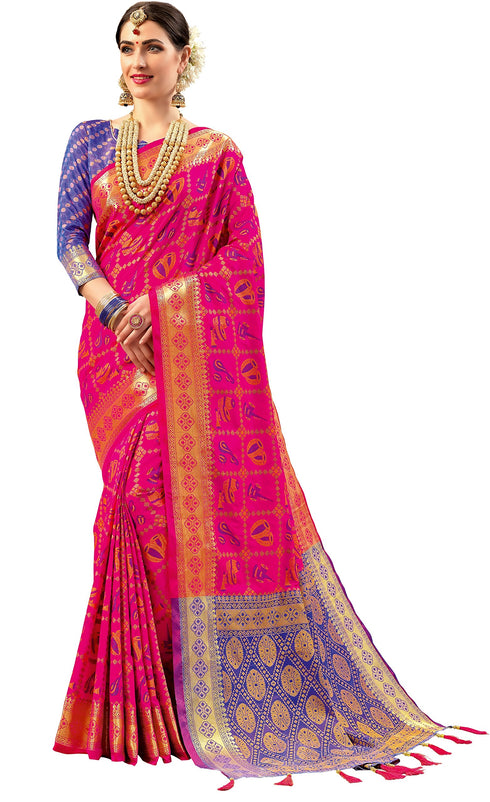 Vasthrlay Pink Banarasi Saree