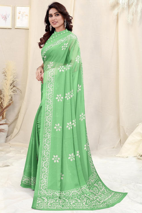 Vasthrlay Fashion Chiffon Printed Parrot Ethnic Wear