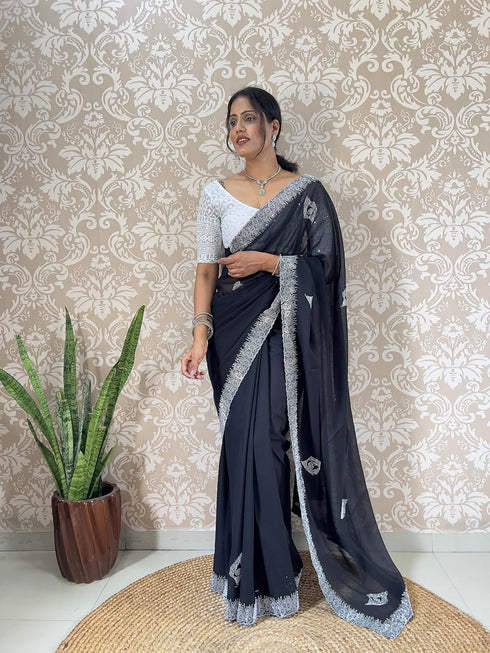 Vasthrlay Georgette Embellishments Embroidered Traditional