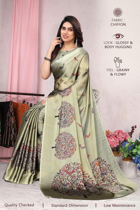 Vasthrlay Fashion Chiffon Printed Dusty Ethnic Wear