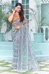 Vasthrlay Georgette Sequence White Ethnic Wear