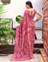 Vasthrlay Chiffon Bandhani Unstitched Olive Green Saree