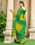 Vasthrlay Chiffon Bandhani Printed Yellow And Green Saree With Unstitched Blouse Piece