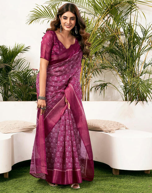Vasthrlay Womens Printed Unstitched Green Saree