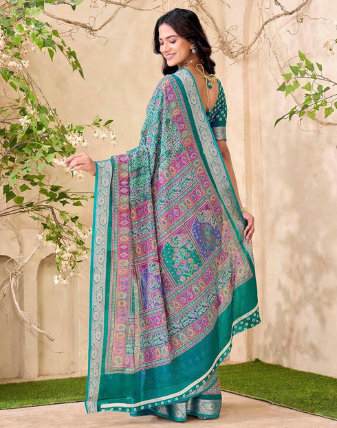 Vasthrlay Georgette Printed Unstitched Red Saree