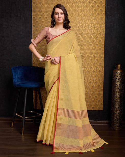 Vasthrlay Women's Cotton Unstitched Blouse Saree