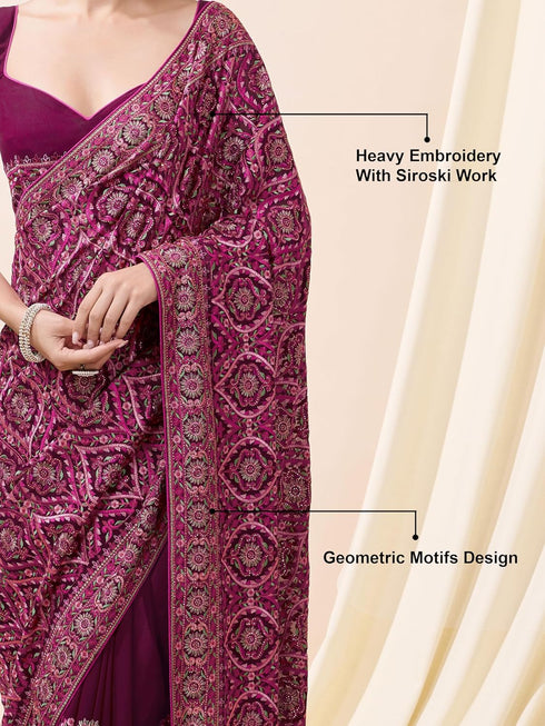 Vasthrlay Vichitra Embroidery Pink Ethnic Wear