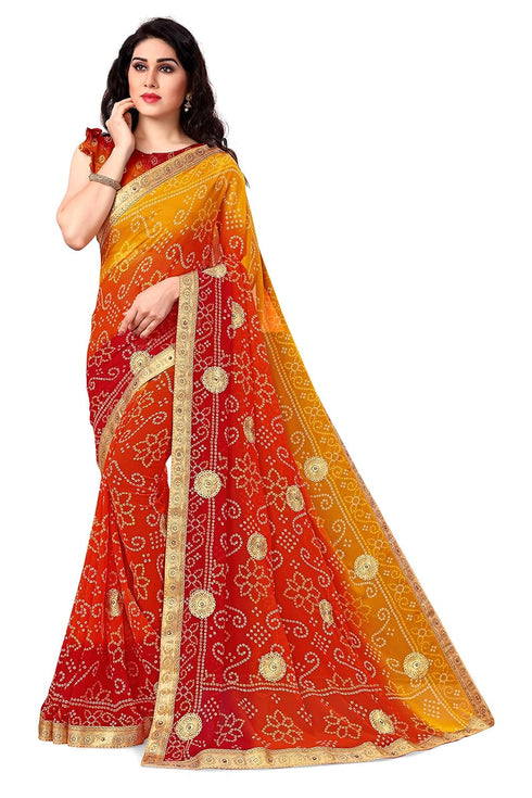 Vasthrlay Fashion Georgette Bandhej Red Ethnic Wear