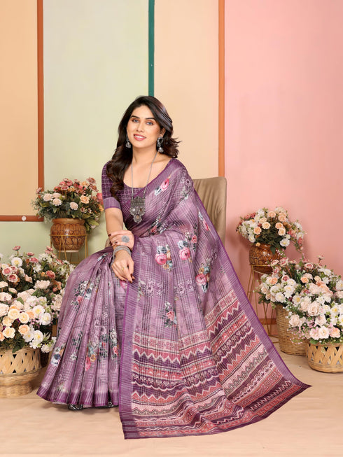 Vasthrlay Printed Unstitched Saree