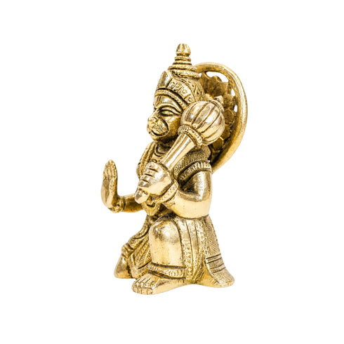 Brass Hanuman Ji Idol in Sitting Posture 483g