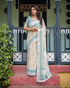 Vasthrlay Turquoise Floral Embroidered Saree
