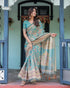 Vasthrlay Handloom Cotton Turquoise Saree