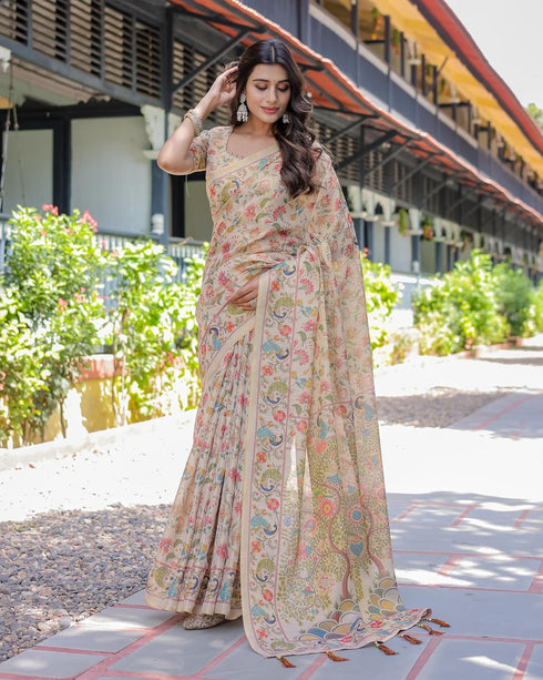 Vasthrlay Handloom Cotton Turquoise Saree
