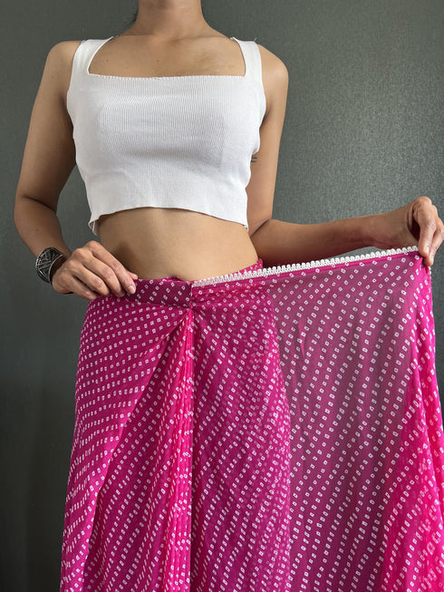 Vasthrlay Pink Georgette Unstitched Saree