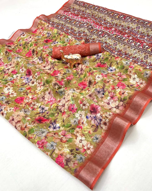 Vasthrlay Tussar Handloom Printed