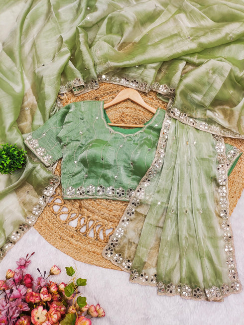 Vasthrlay Green Embroidery Saree