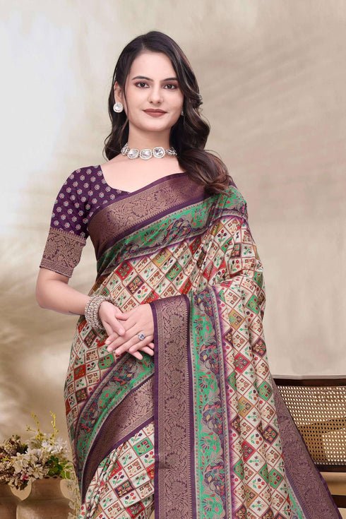 Vasthrlay Kanjivaram Unstitched Saree