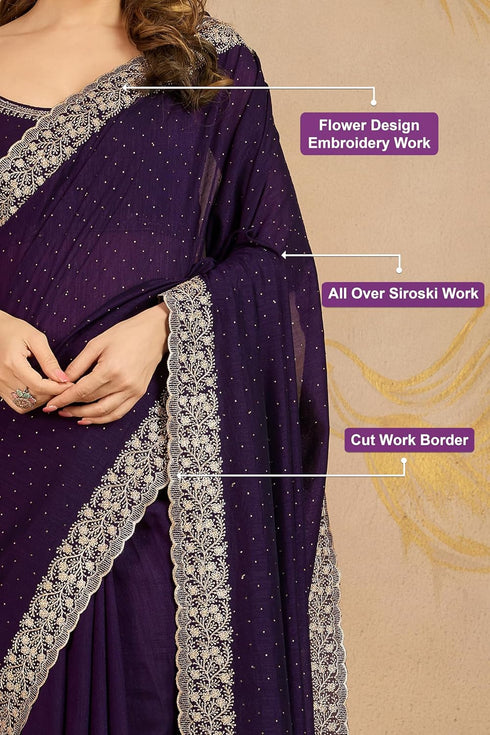 Vasthrlay Embroidery Unstitched Purple Ethnic Wear