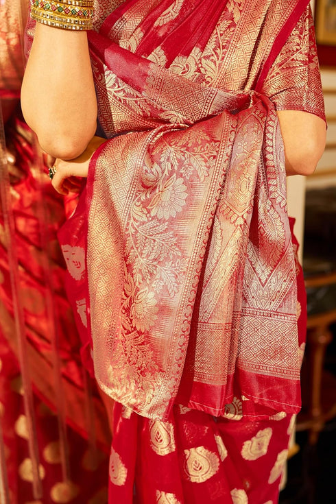 Vasthrlay Women's Organza Designer Unstitched Saree