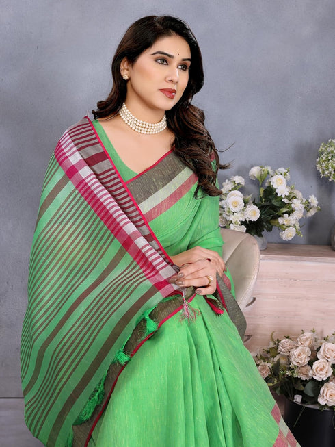 VasthrlayUnstitched Double Line Orange Free Ethnic Wear
