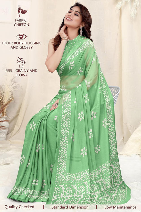 Vasthrlay Fashion Chiffon Printed Parrot Ethnic Wear
