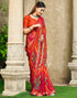 Vasthrlay Chiffon Bandhani Dark Orange Saree With Unstitched Blouse Piece