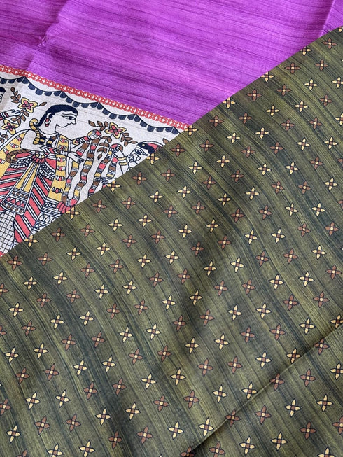 Vasthrlay Tussar Ghicha Traditional Kalamkari Madhubani