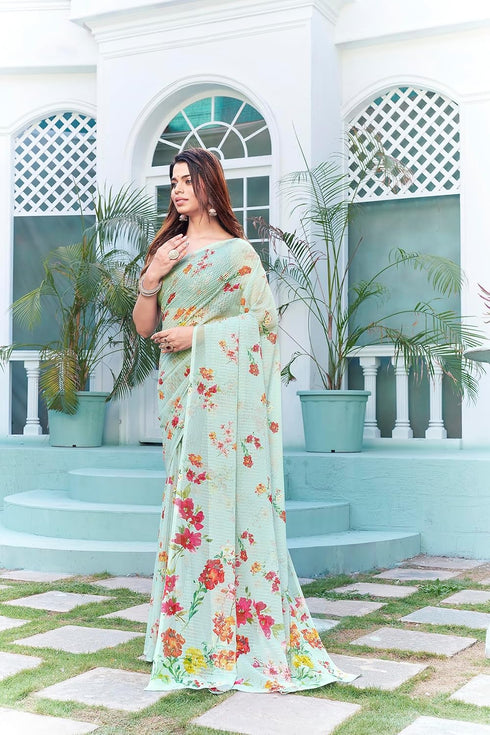 Vasthrlay Georgette Sequence White Ethnic Wear