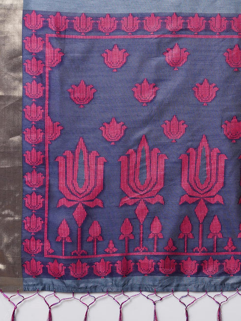 Vasthrlay Banarasi Unstitched Grey Ethnic Wear