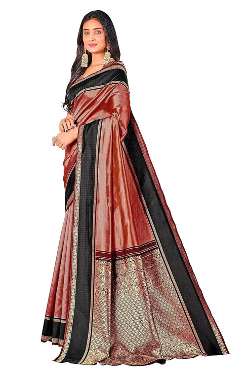 Vasthrlay Banarasi Brown Ethnic Wear