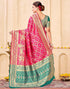 Vasthrlay Womens Weaving Pink Saree With Green Unstitched Blouse Piece