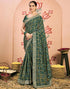 Vasthrlay Georgette Embroidery Unstitched Dark Green Saree